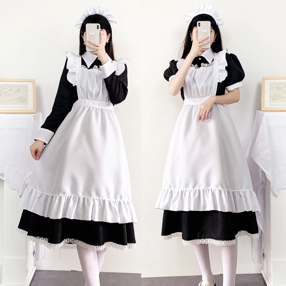 伝統的なメイドロングスカートメイド服偽娘イギリス執事コスプレ日韓制服かわいいワンピース