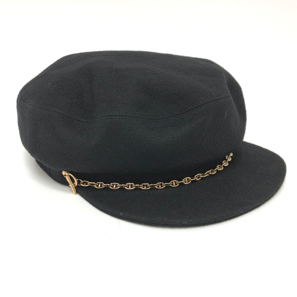 キャスケット シェーヌダンクル 帽子 キャスケット帽 カシミヤ ブラック