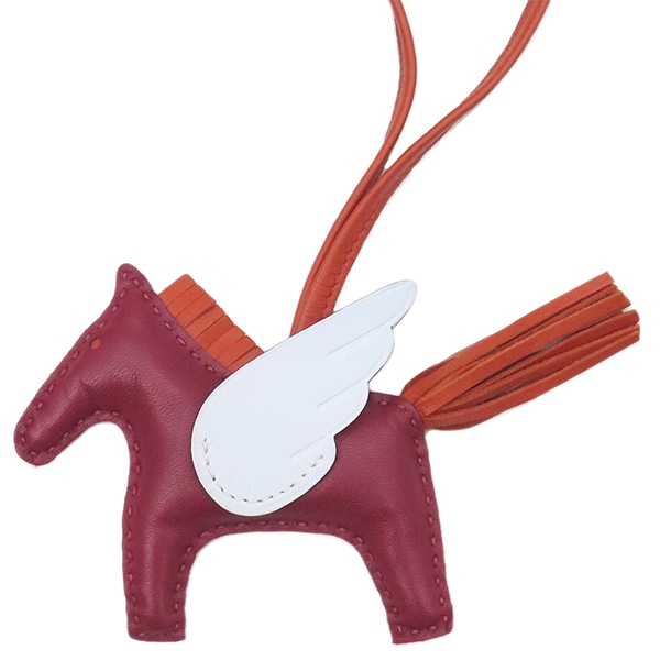 エルメス HERMES バッグチャーム ロデオPM ペガサス アニューミロ ルージュグレナ×ブルーブリュム×カーネリアン 赤 水色 オレンジ U刻印 【箱】【中古】