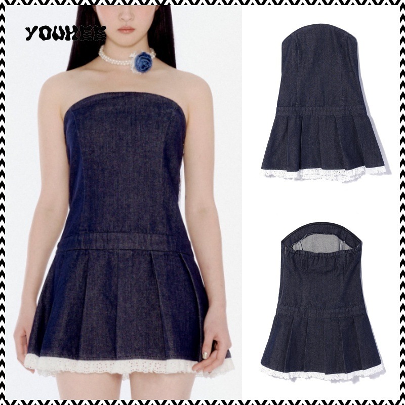 YOUHEE DENIM TUBE TOP DRESS