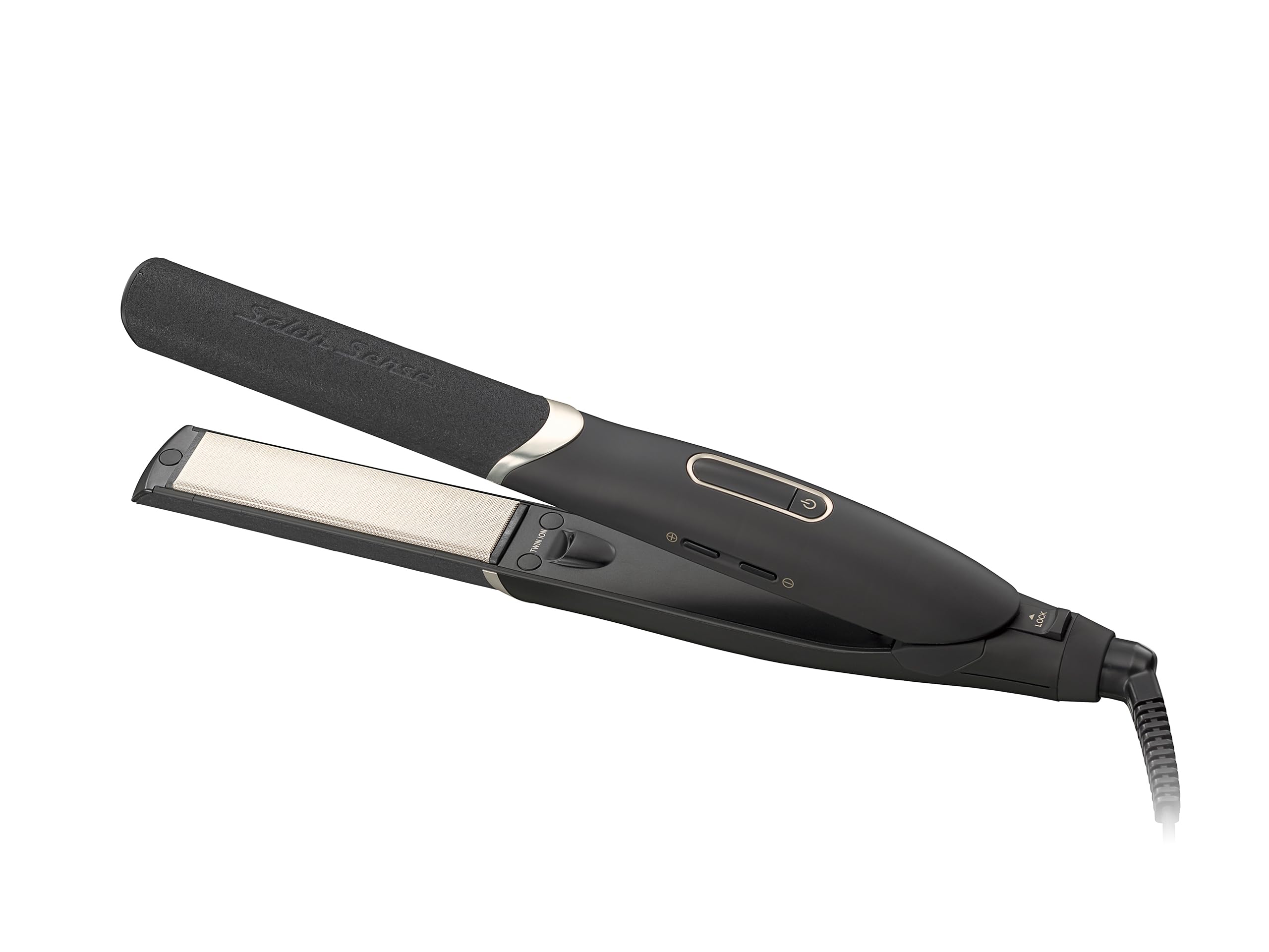 コイズミ ヘアアイロン ストレート ツインマイナスイオン サロンセンス 300 シルキーモイスト 耐熱フェルト 海外対応 ブラック KHS-8770/K