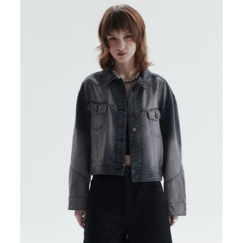 CHOWOO ダートカチオンデニムジャケット-ブラック(女性用)