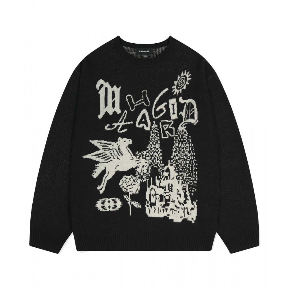 マハグリッドファンタジアニットセーターブラック (MG2DFMK623A)