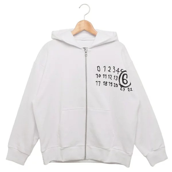 メゾンマルジェラ パーカー フーディー ロゴ レディース ホワイト ガールズ MM6 Maison Margiela M60872 MM02X M6100