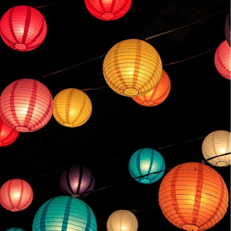 DUOLEIMI 紙提灯 お盆 提灯 ちょうちん 20個セット 燈籠 和紙提灯 飾り付け ペーパーランタン お盆飾り イベント お祭り クリスマス (25cm)