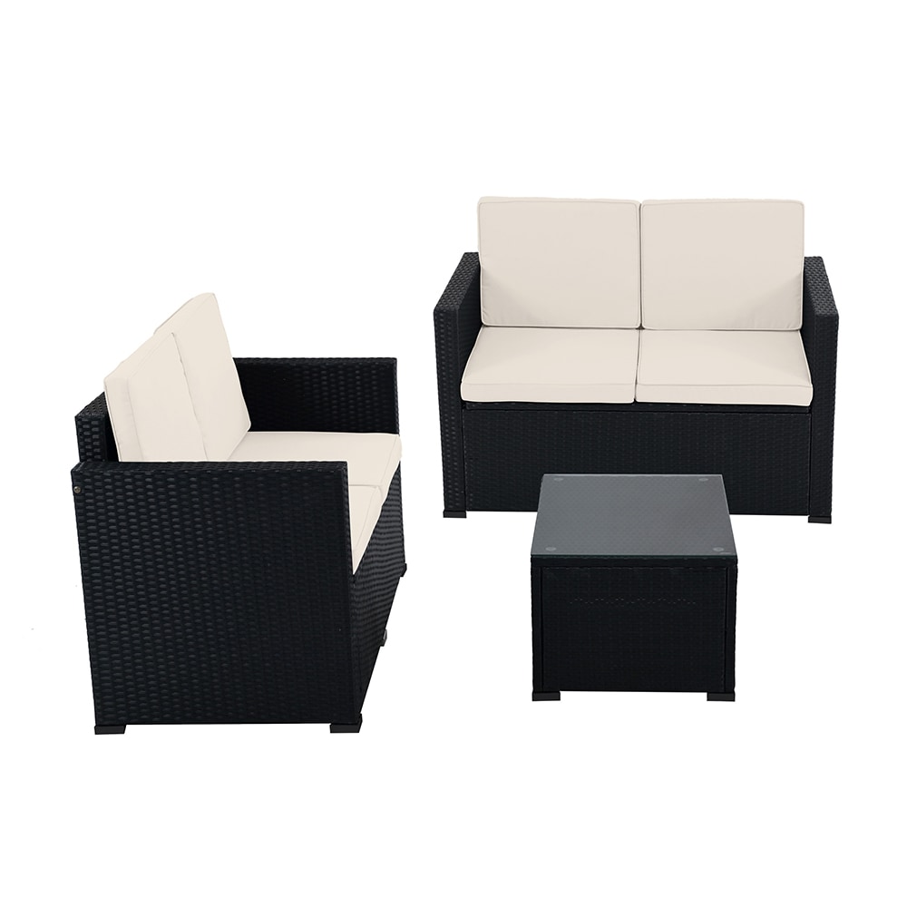 ラタン調ガーデンファニチャーセット ガーデンテーブルセット ガーデンチェアー　家具 樹脂 ねじなし ホテル カフェ ベランダ テラス　屋外家具 高級 ソファ 【ホワイト】