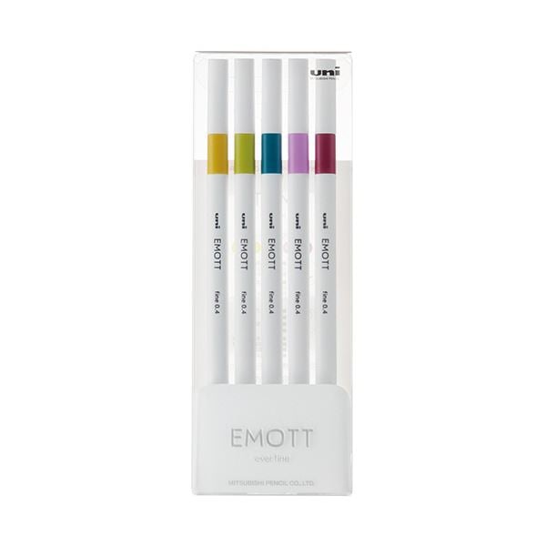 (まとめ）三菱鉛筆 水性サインペン EMOTT5色セット No.8 レトロカラー PEMSY5C.NO8 1パック(×10セット)