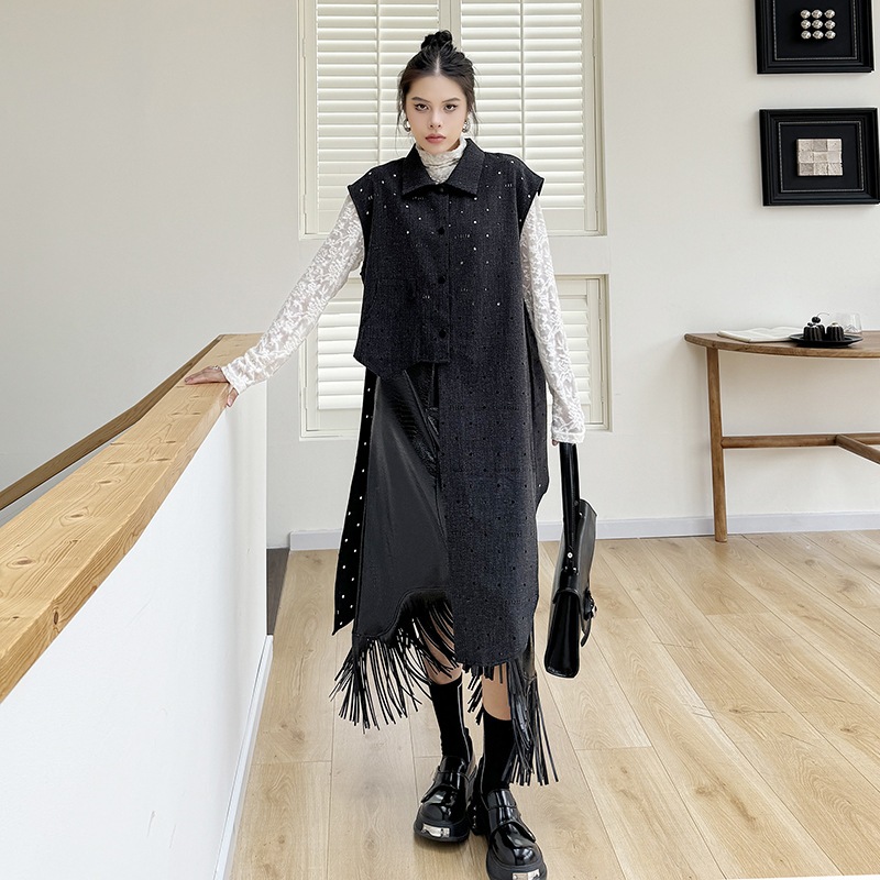 【J.Fashion】 2024秋冬新品 袖なし ロングベスト 不規則裾 レディース ベスト スカートも店で購入可能です～ メガ割