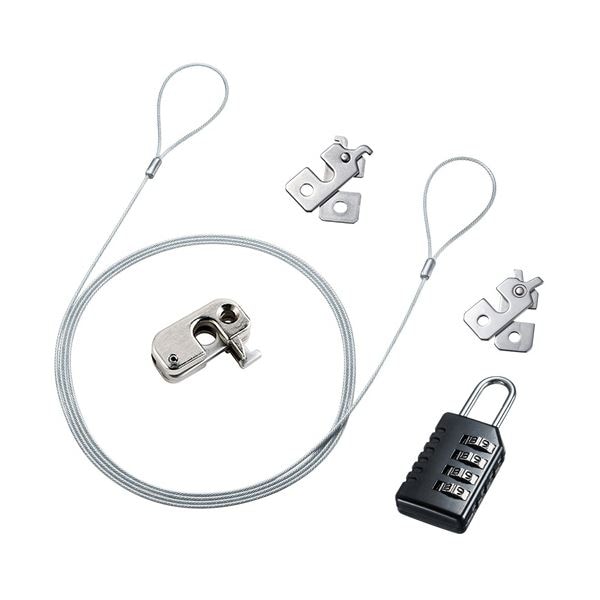 （まとめ）サンワサプライ セキュリティワイヤー(マルチ対応)・ダイヤル錠 SLE-TM1 1個(×5セット)