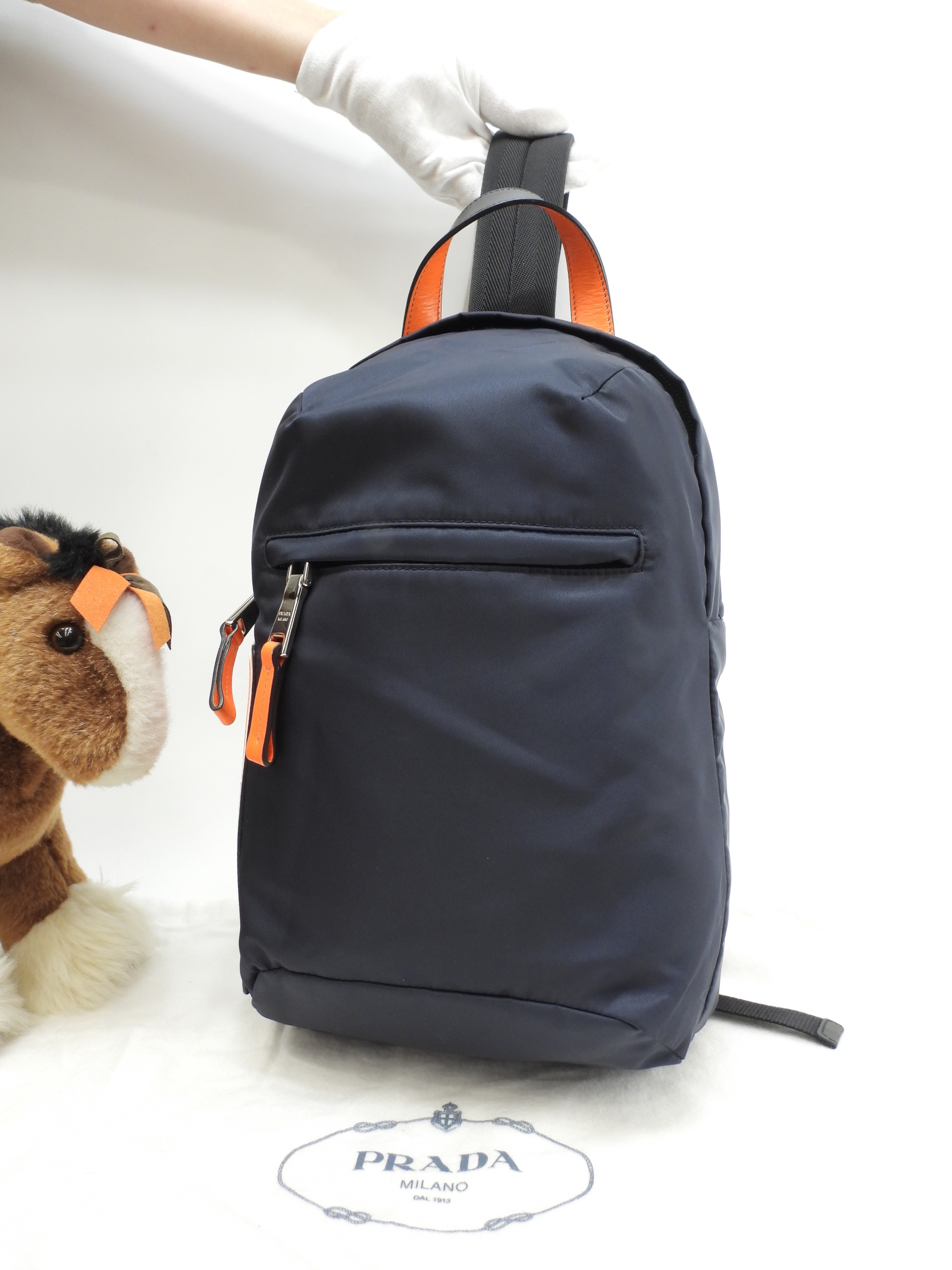 縦長ボディバッグ ナイロン 紺 クロスボディバッグ 極美品@250 2