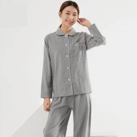 ルームウェア レディース 上下セット 2点セット セットアップ 長袖 長ズボン 大きいサイズ 可愛い パジャマ ナイトウェア 寝巻き 部屋着 おうち服 前開きフロントボタン コットン シンプル 無地