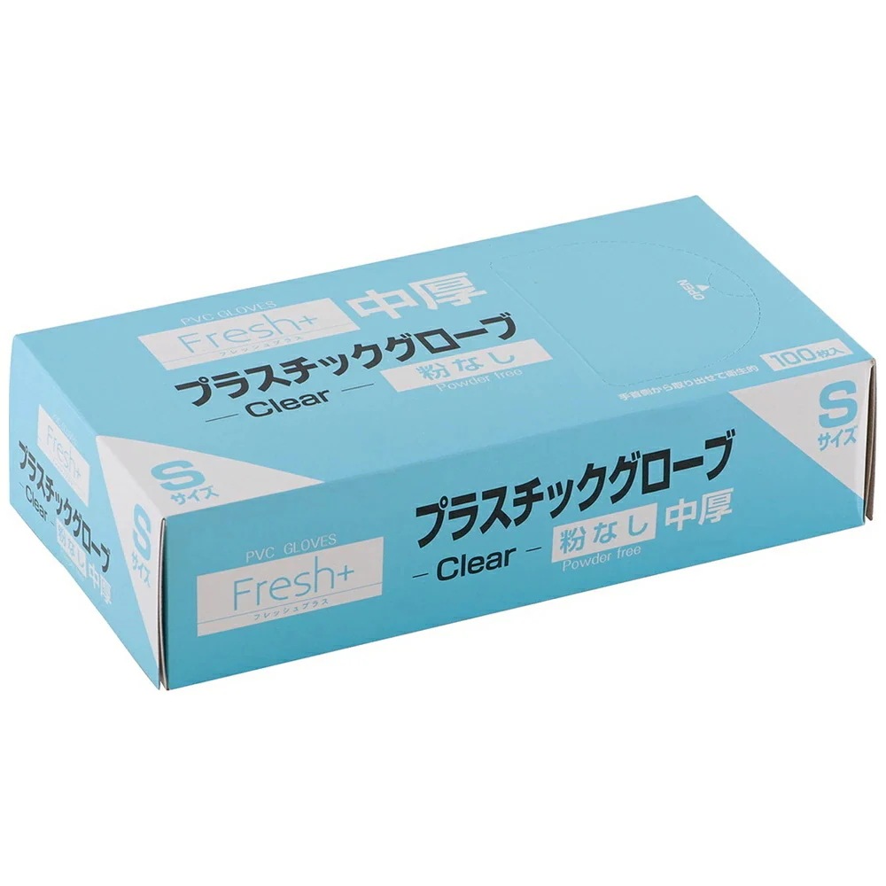 大黒工業　フレッシュプラス　プラスチックグローブ　中厚　Sサイズ　粉なし　100枚×20箱入ケース販売お徳用【取り寄せ商品・即納不可】