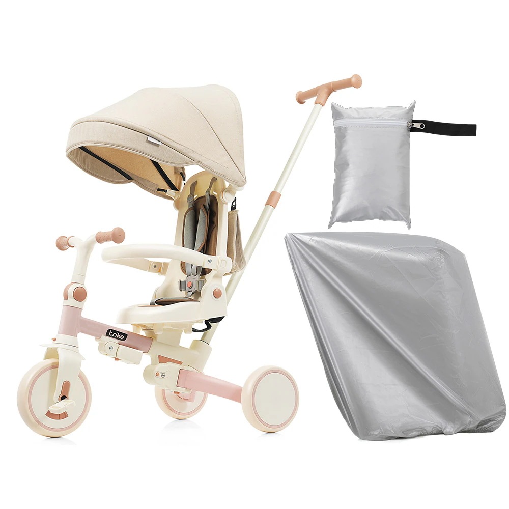 子供用三輪車 折りたたみ 三輪車カバー ほこりカバー付き 舵取り 手押し棒 ストッパー付き 三輪車カバー おしゃれ 7in1 BTM 1歳 2歳 3歳 座面回転 自転車 キックバイク おもちゃ 幼児3