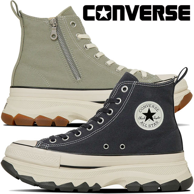 コンバース ハイカット スニーカー オールスター トレックウエーブ Z HI レディース 厚底 靴 メンズ カジュアル シューズ レースアップ ジップアップ ブラック 31314851 セージ 313