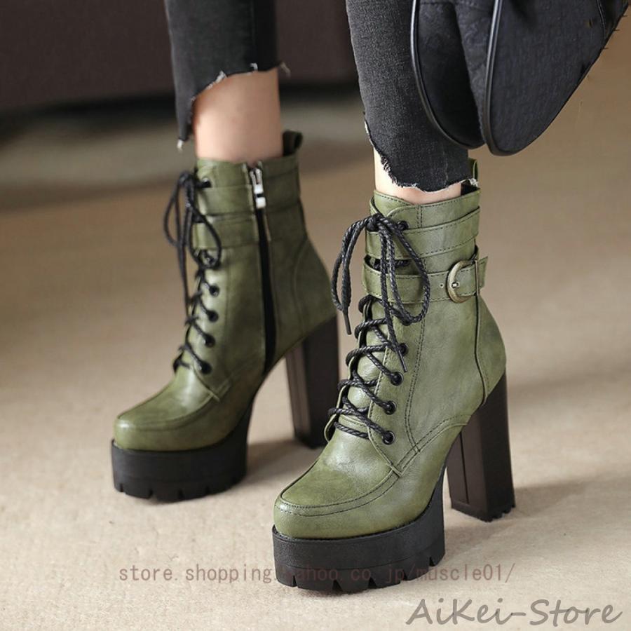 ショートブーツ レディース 厚底ブーツ 裹起毛 ハイヒール パンクブーツ サイドジップ コスプレ 靴 カッコイイ 履きやすい 疲れない 冬用 厚底 太ヒール