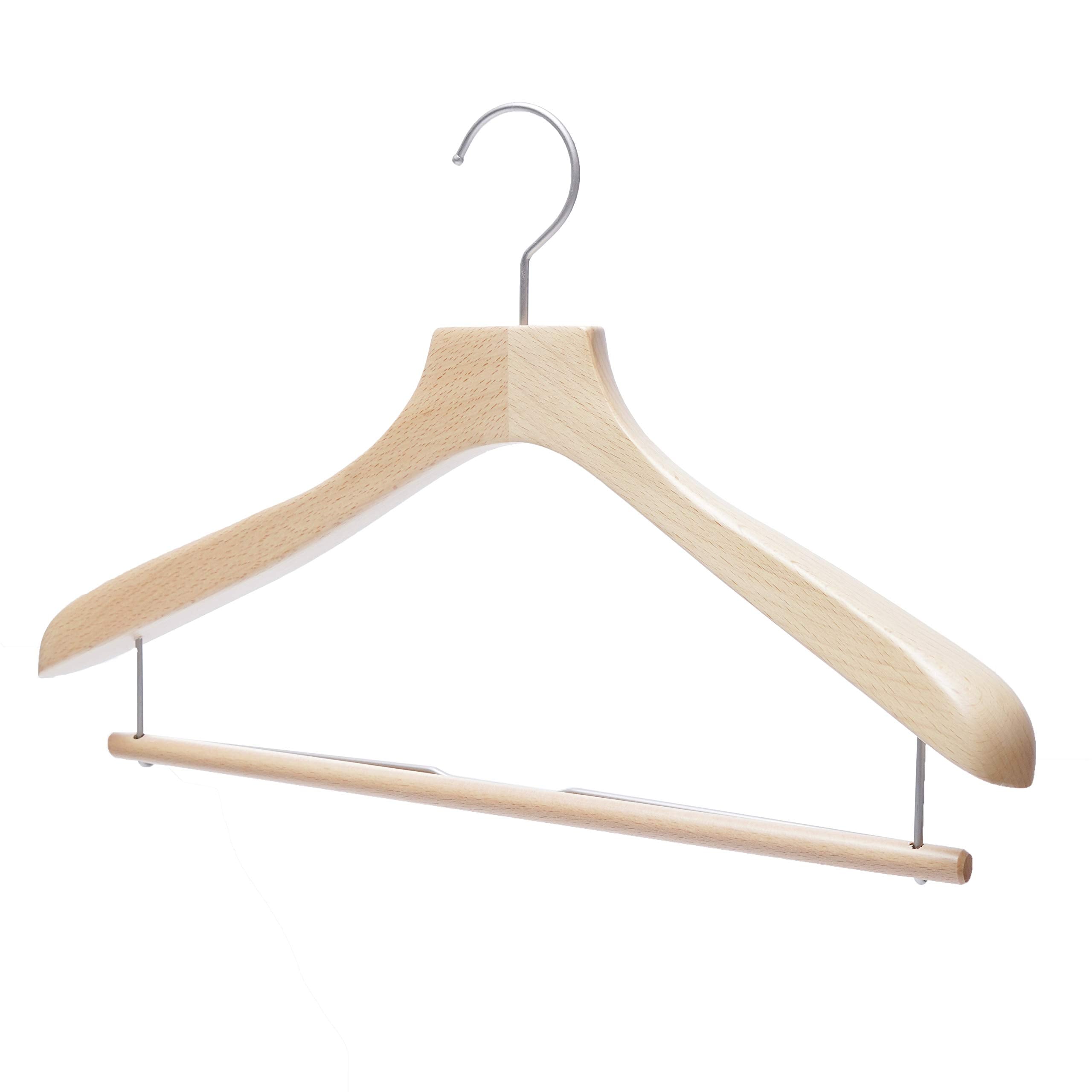 木製ハンガー ナチュラル メンズ用 スーツハンガー(スライドバー付) 5本入
