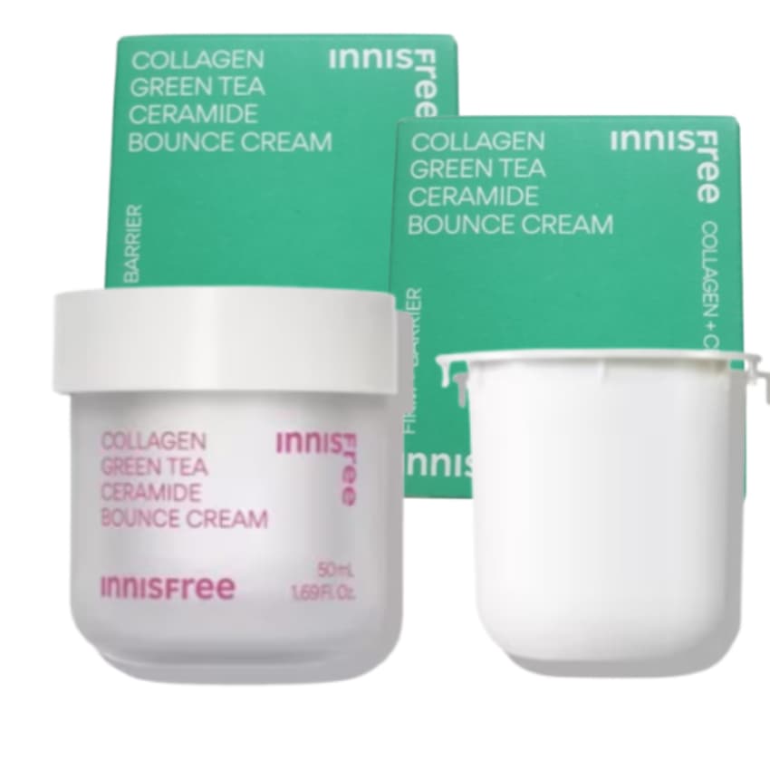 コラーゲン グリーンティー セラミド 弾力バリア クリーム 50mL + 詰め替え 50mL+見本+sample
