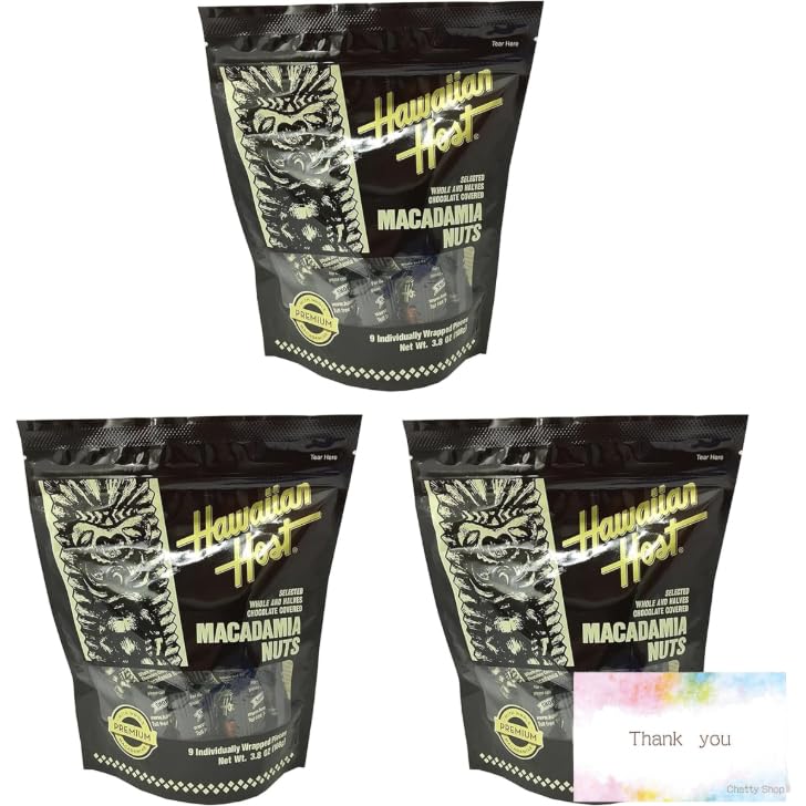 【3袋セット】ハワイアンホースト マカデミアナッツチョコレート TIKI スタンドアップバッグ 108g(9粒) オリジナルメッセージカード付き