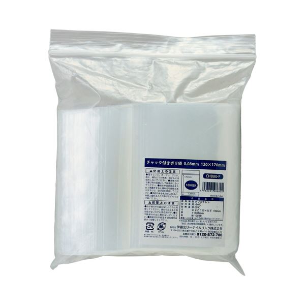 （まとめ） 伊藤忠リーテイルリンク チャック付ポリ袋 0.08x120x170mm CHB80-F 1パック（100枚） [x10セット]