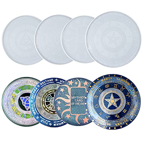 魔法陣マット 円形 丸 シリコンモールド 占い用 タロット コースター 壁掛け 4個セット 21-24cm uvレジン エポキシ樹脂 4,939円