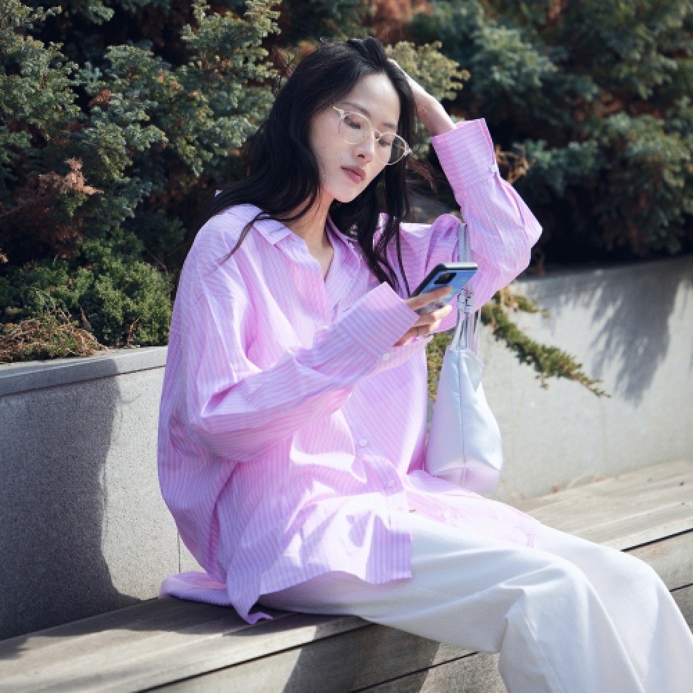 MIXXO オーバーフィットストライプシャツ MIWYWF340A