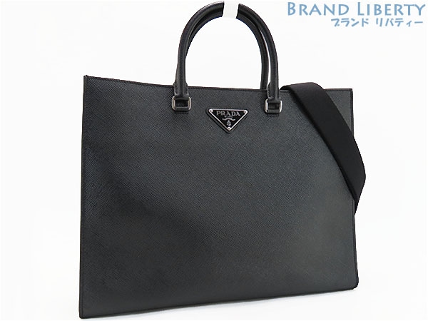 未使用プラダサフィアーノキュイールトライアングル2WAYトートバッグハンドバッグショルダーバッグビジネスバッグブラック