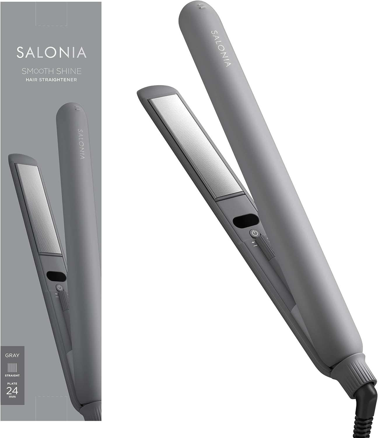SALONIA サロニア スムースシャイン ストレートアイロン ヘアアイロン 24mm グレー【Amazon.co.jp限定】