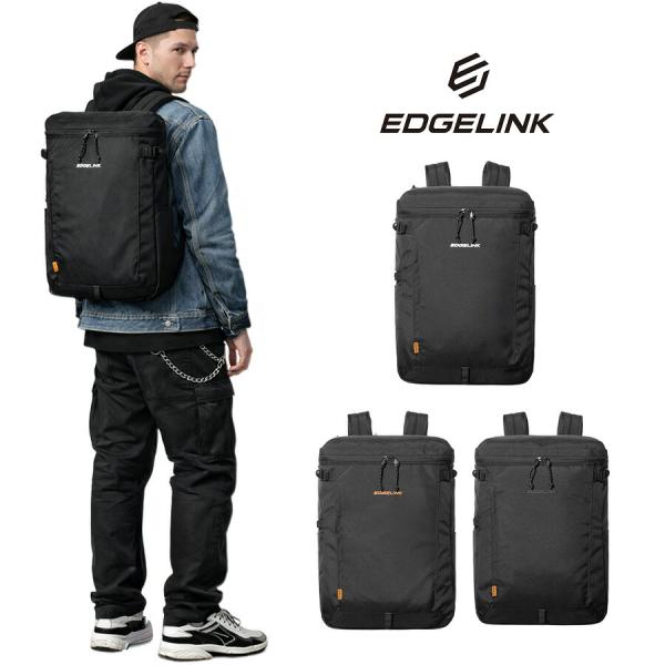 EDGELINK 大容量 リュック ワイズクルー 37L リュックサック 軽量 通学 通勤 メンズ レディース 男女兼用 ユニセックス ギフト プレゼント ブラック 60482