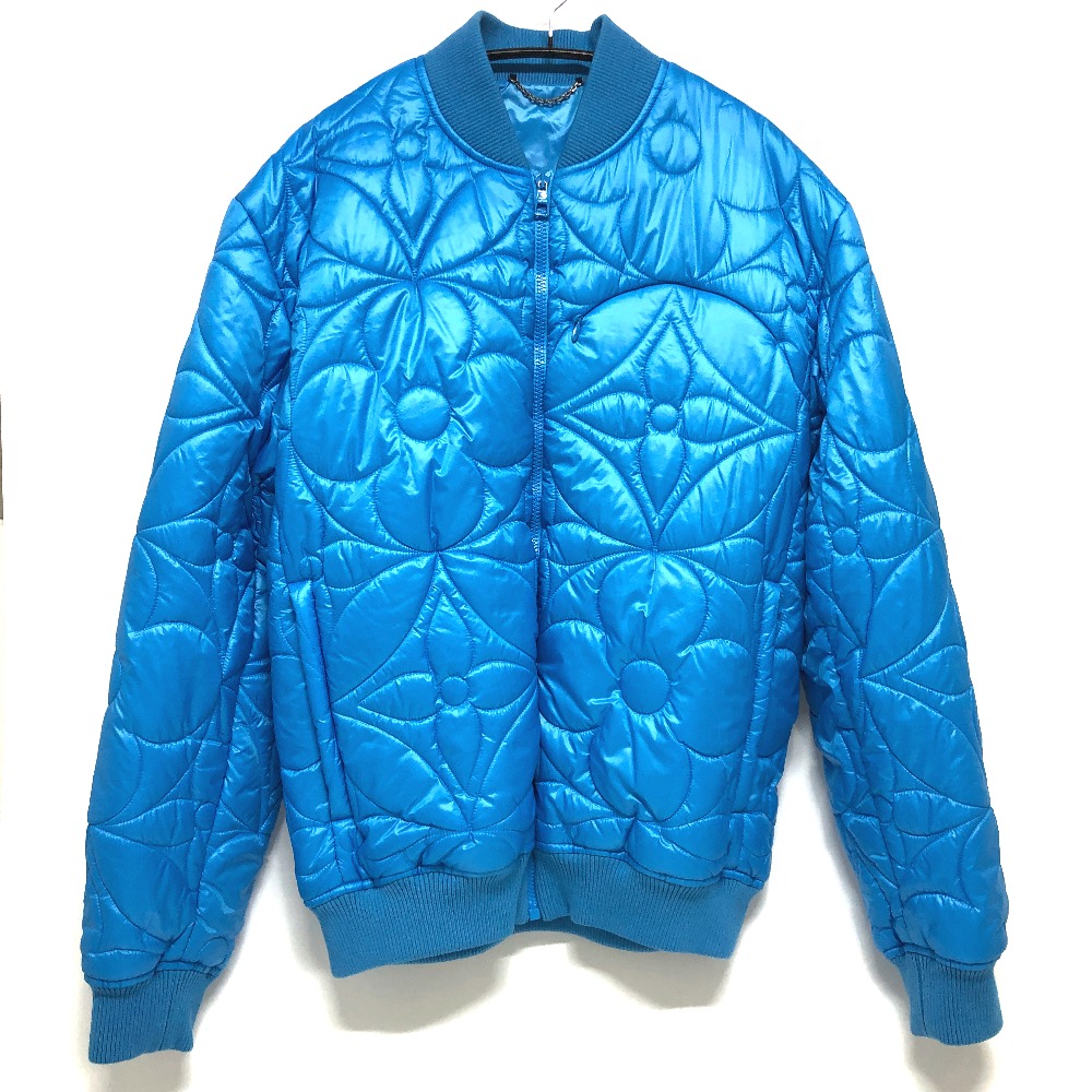 ダウンジャケット RM221Q フラワーキルテッド アパレル ブルゾン アウター ジップアップ ナイロン ブルー