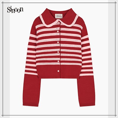 【SINOON】 Stripe Collar Cardigan (Red) 正規品 14,581円