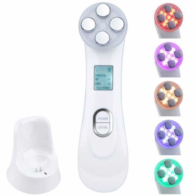 美顔器多機能 1台5役 小顔 イオン導入 led光 エステ 美肌 RF EMS 美容 抗老化しわ除去