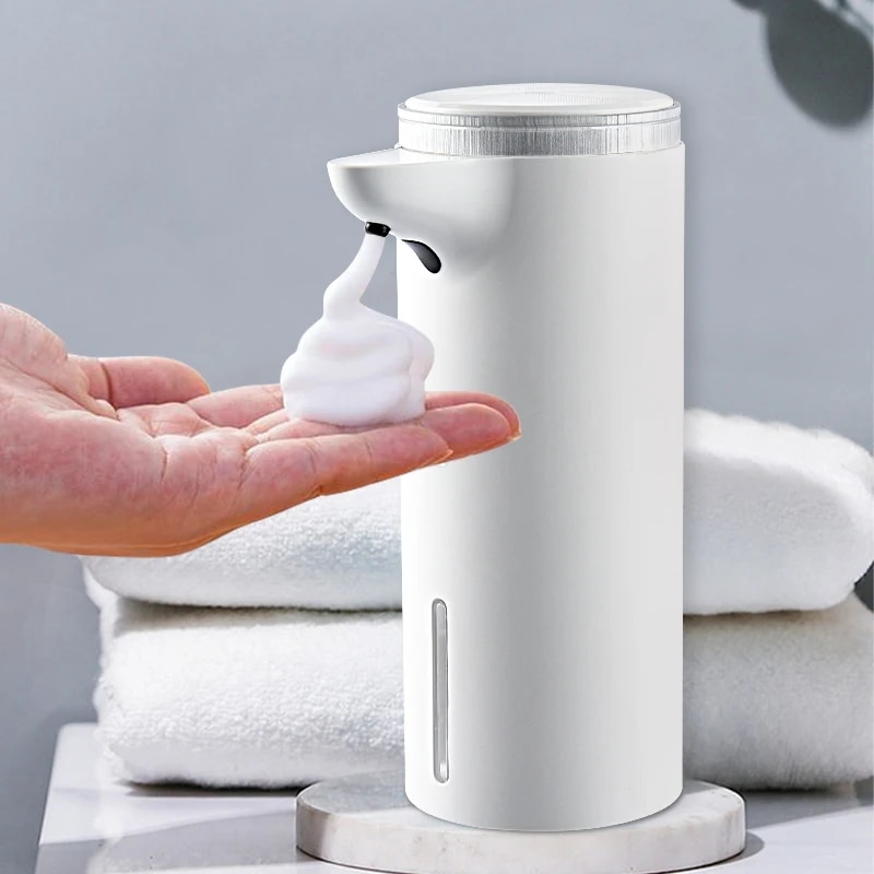 自動ソープディスペンサー 非接触泡ソープディスペンサー 340ml USB 充電式電動 4 段階調整可能な液体石鹸ディスペンサー