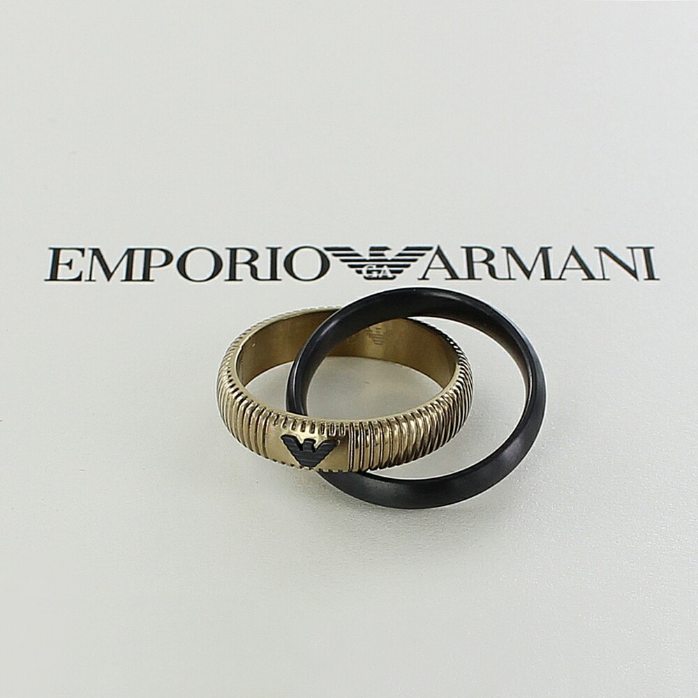 エンポリオアルマーニ 指輪 メンズ シンプル おしゃれ 2連 ステンレス リング 18号 20号 23号 男性 誕生日 プレゼント メンズ アクセサリー ブランド ファッション ポイント消化