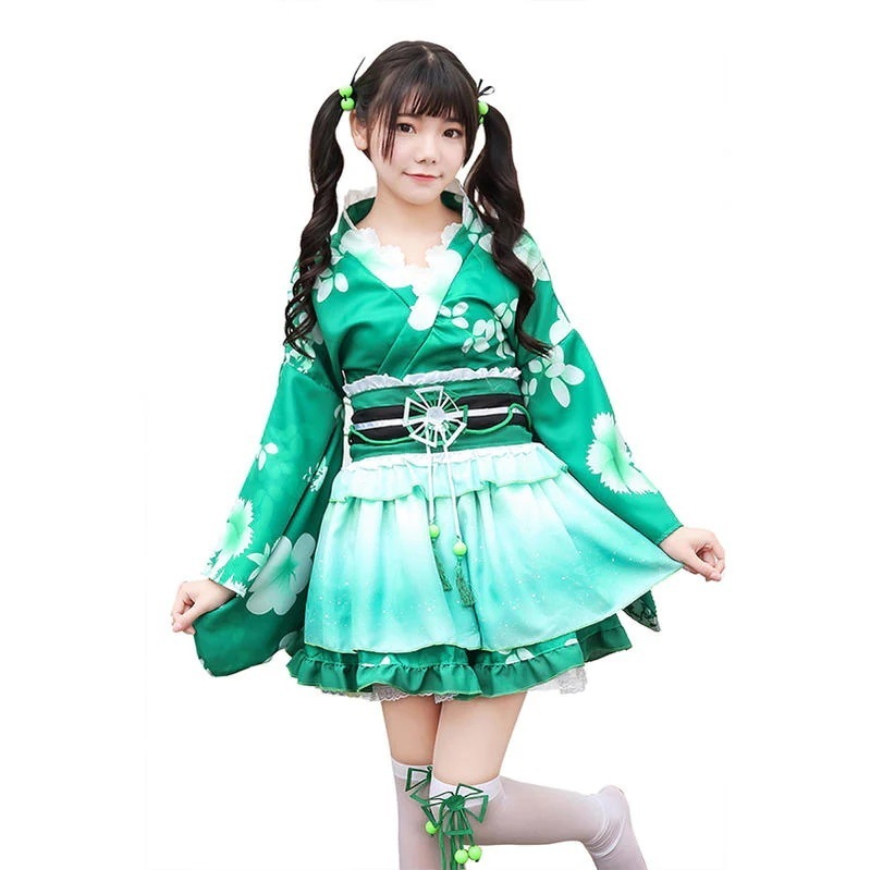 2024 緑 スカート 着物 コスプレ 衣装 和服 ドレス今日は30パーセント