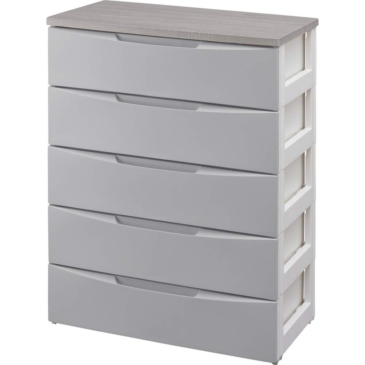 デザイン チェスト 5段 木天板 幅約73×奥行約42×高さ約100cm グレー DW-725