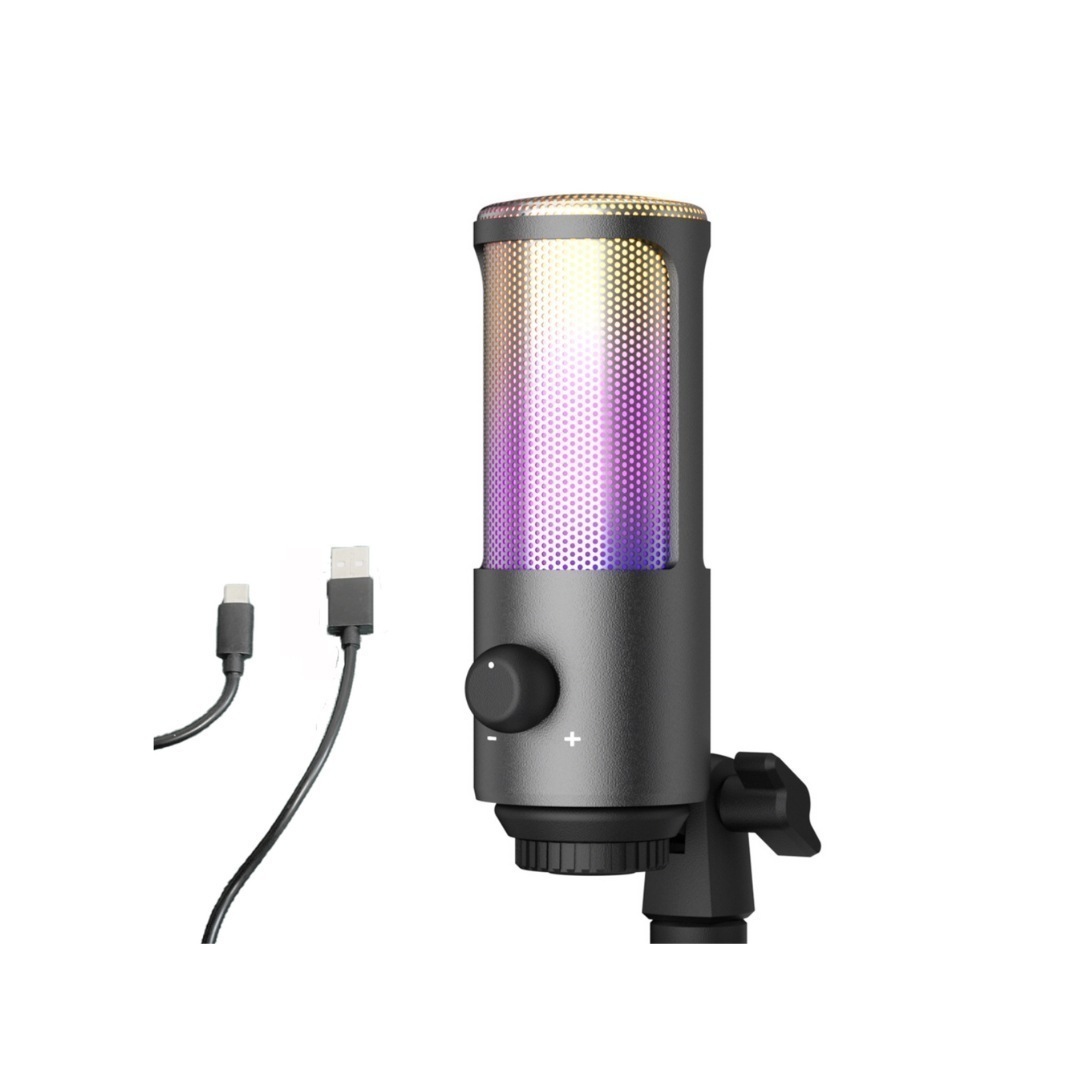 USB コンデンサーマイク ゲーミングマイク USB有線マイク RGB 単一指向性 低ノイズ インテリジェントノイズリダクション ボリュームノブ付き ヘッドホン端子付き ミュートスイッ 6,980円