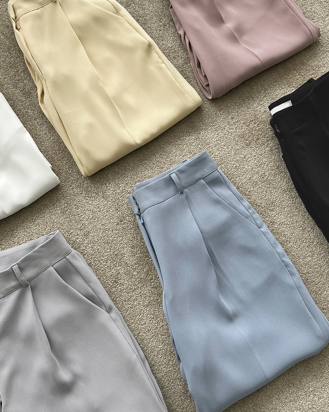 ハイウエストワイドスラックス韓国ファッション レディース