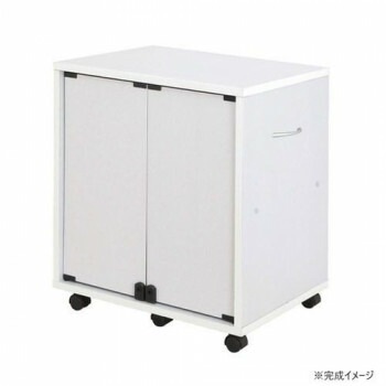 同人誌専用押し入れ収納ワゴン 両面扉タイプ ホワイトグレー DSW-T60W