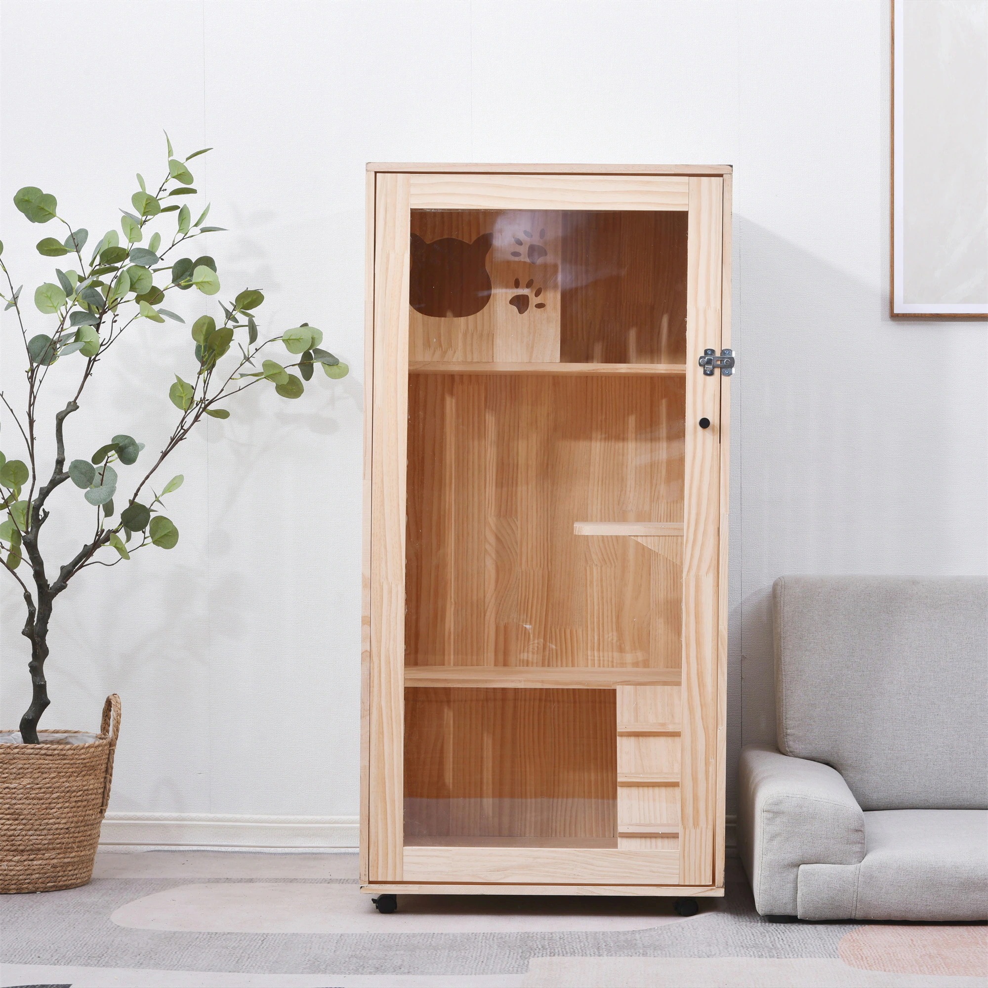 1430猫 ケージ キャットケージ 3段 木製フレーム 広々 大型 猫ゲージ 高おしゃれ キャットハウス ネコ ハウス 多段 留守番 保護 脱走防止 多頭飼い