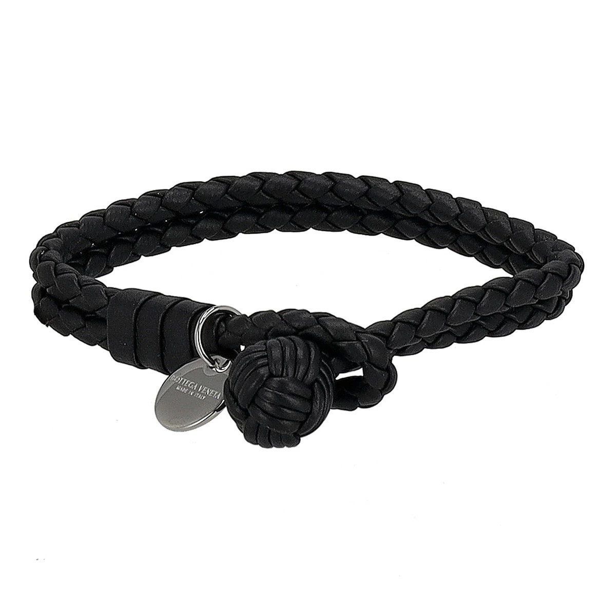 BOTTEGA VENETA 113546-V3UN1-1189-S ボッテガヴェネタ イントレチャート ブレスレット ラムスキンレザー ユニセックス ブラック×シルバー