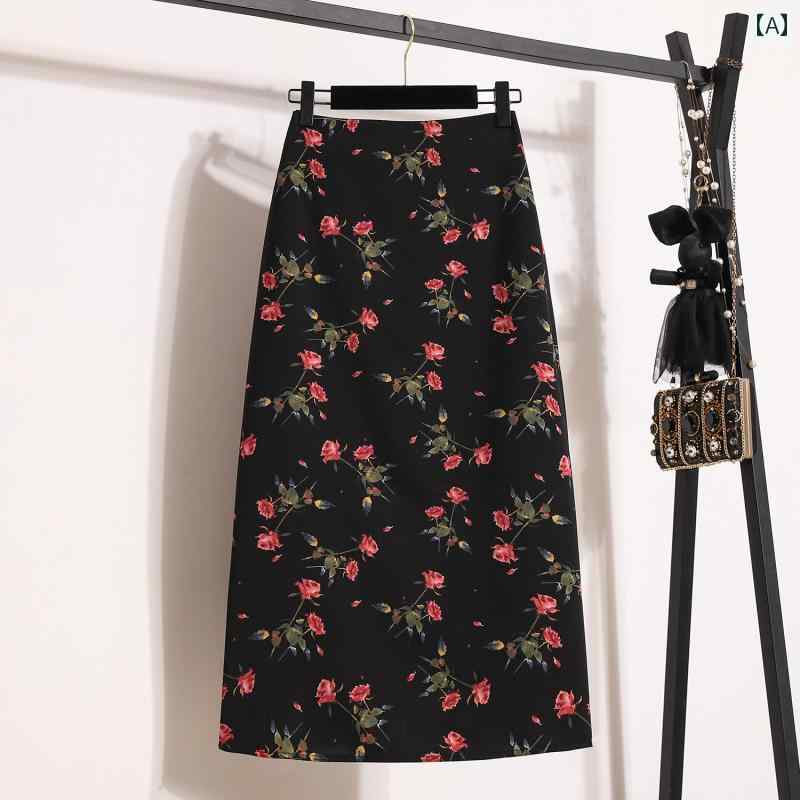 スカート　レディース　花柄 フレンチ ティーブレイク 花柄 ブラック スーツ スカート 2025 秋 大きめ サイズ 太め mm ライト 大人 スタイル ペンシル ミドル 丈