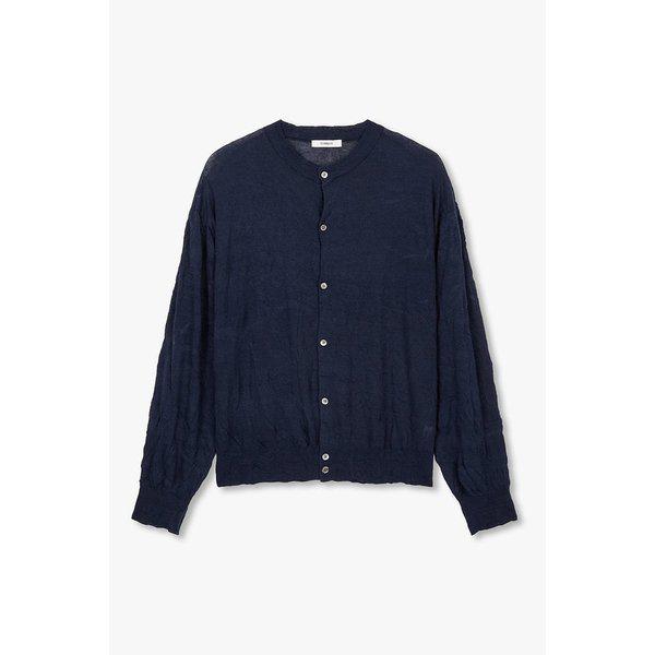 [MEN] しわディテールのリネン長袖カーディガン 9156251205056