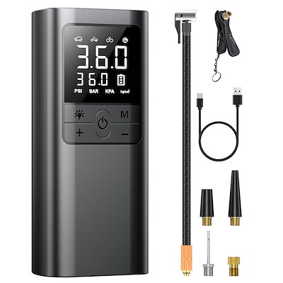 他サイト： 自転車 空気入れ 電動 電動空気入れ バイク 車 用 コードレス 6000mAh 大容量バッテリー 仏/英/米式バルブ対応 自動停止 低騒音 エアポンプの商品画像
