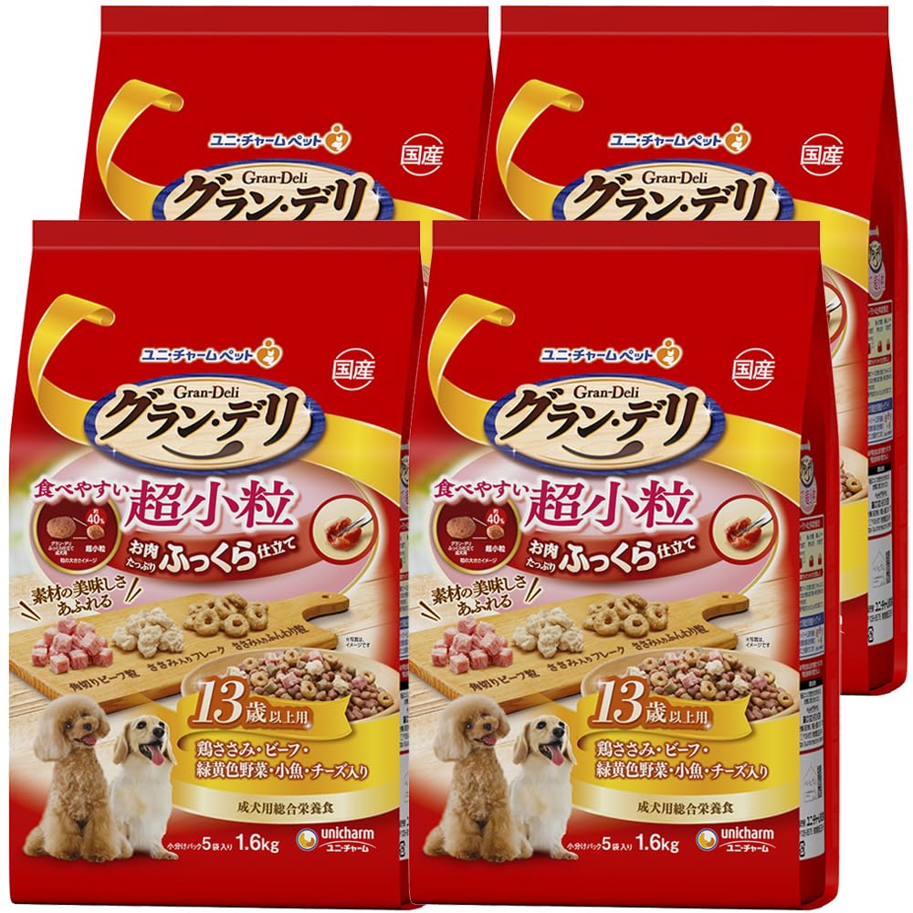 【ケース販売】グラン・デリ ドッグフード ソフト ふっくら仕立て 食べやすい超小粒 13歳以上用 6.4kg(1.6kg×4個) 国産 ユニチャーム 5,919円