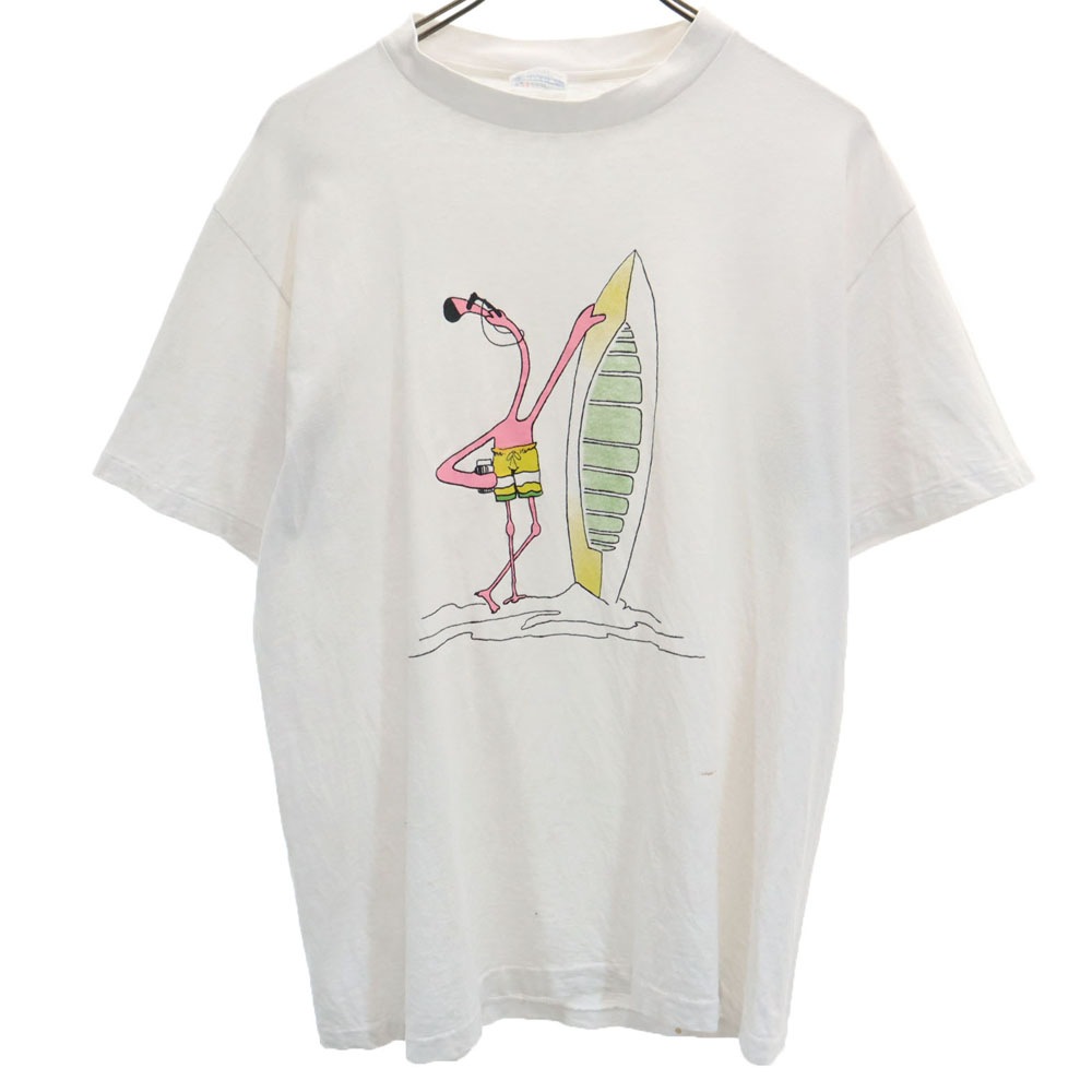 80s 90s USA製 オールド 半袖 Tシャツ L ホワイト カレッジ フットボール サッカー メンズ