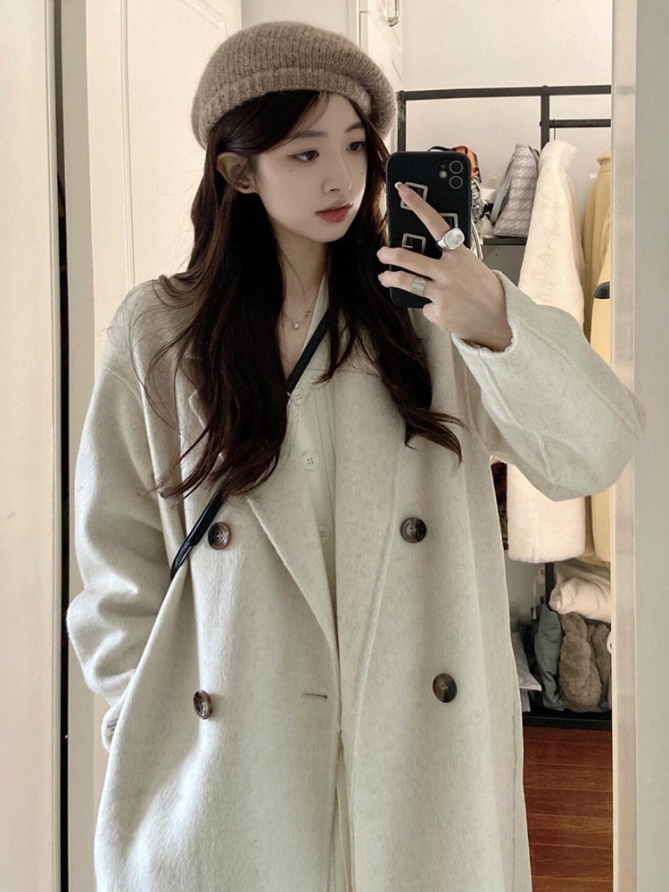 ウールコート レディース Sサイズ 2024年秋冬新作 韓国風厚手jkカシミヤウールコート
