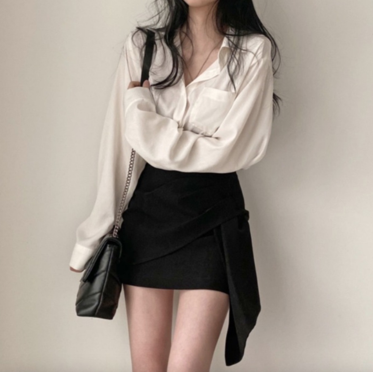 トップス スカート デート シャツ ブラウス カットソー ミニスカート ショート ショート丈 膝上 袖あり 長袖 かわいい 大人可愛い きれいめ シンプル カジュアル 大人 上品 おしゃれ お洒落