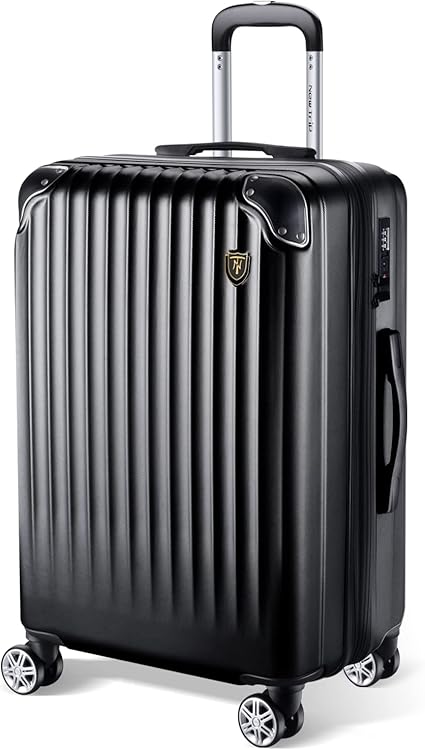 キャリーケース キャリーバッグ 拡張機能付 耐衝撃 超軽量 大型 静音 ダブルキャスター TSAローク搭載 ファスナータイプ 旅行 ビジネス 出張 (Mサイズ/4～7泊, ブラック)