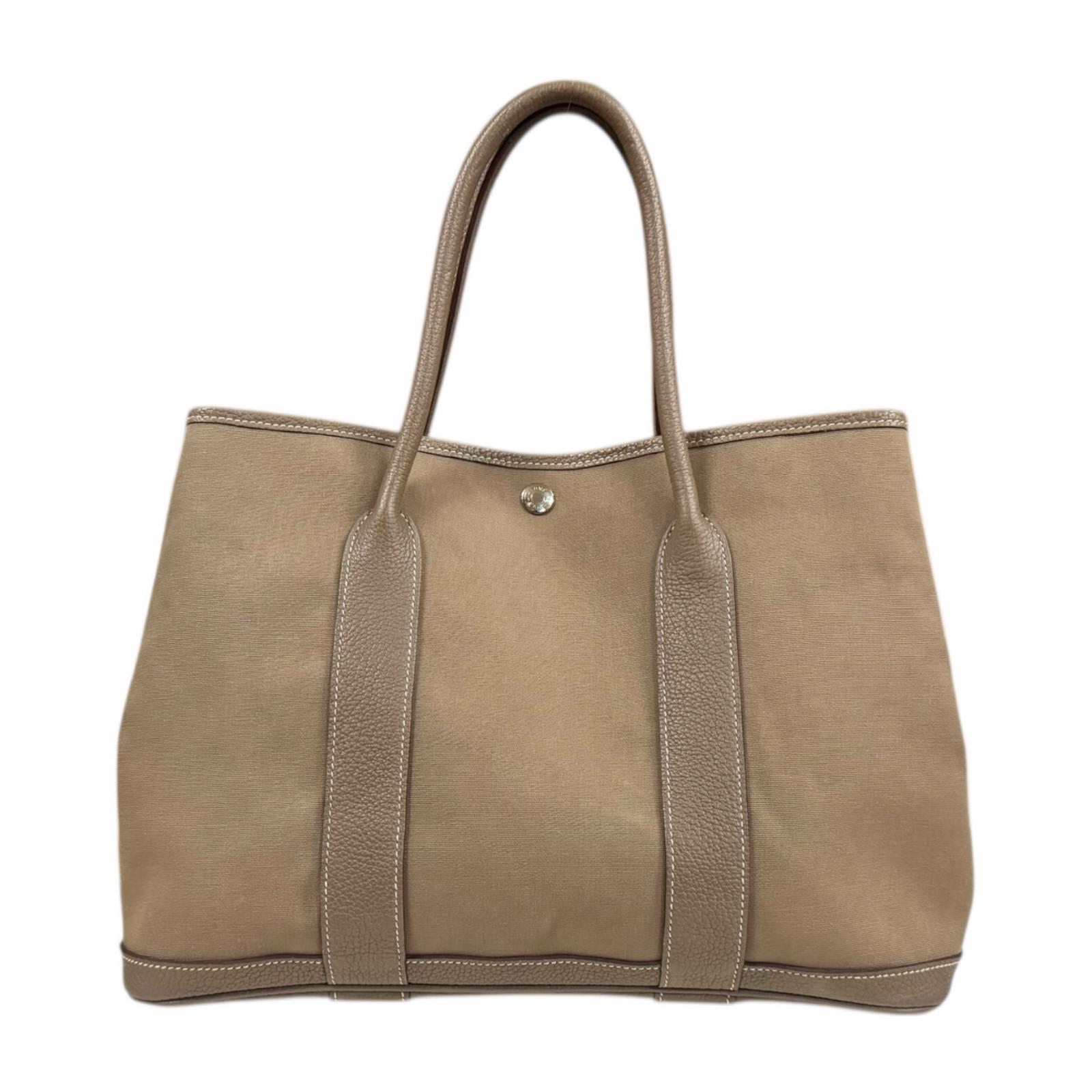 エルメス ガーデンパーティPM トートバッグ トワルオフィシエ ベージュ HERMES 中古