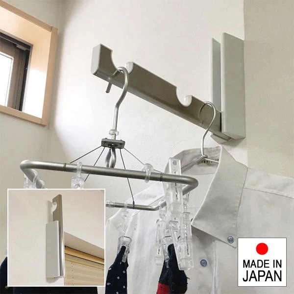 物干し竿受け 金具 屋内 壁取付 壁付け 石膏ボード 室内干し 部屋干し 洗濯物 梅雨 ハンガーラック ウォールフック 壁掛け 折り畳み 日本製